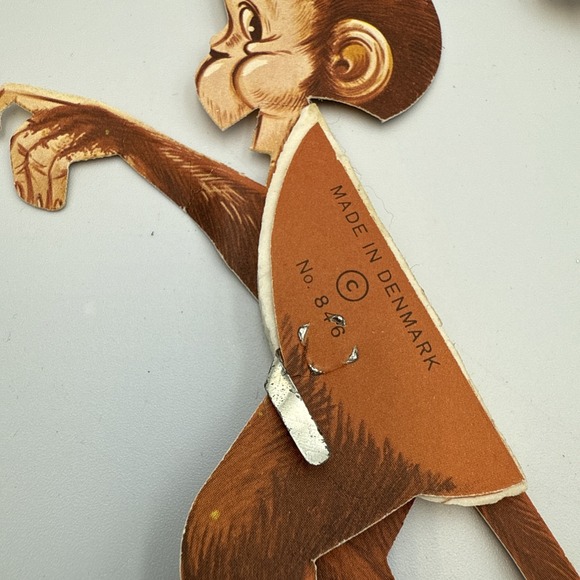 Vintage Lot Paper Monkey Honeycomb Decorations Lot Of 6 Made In Denmark 6" Tall - Picture 3 of 10